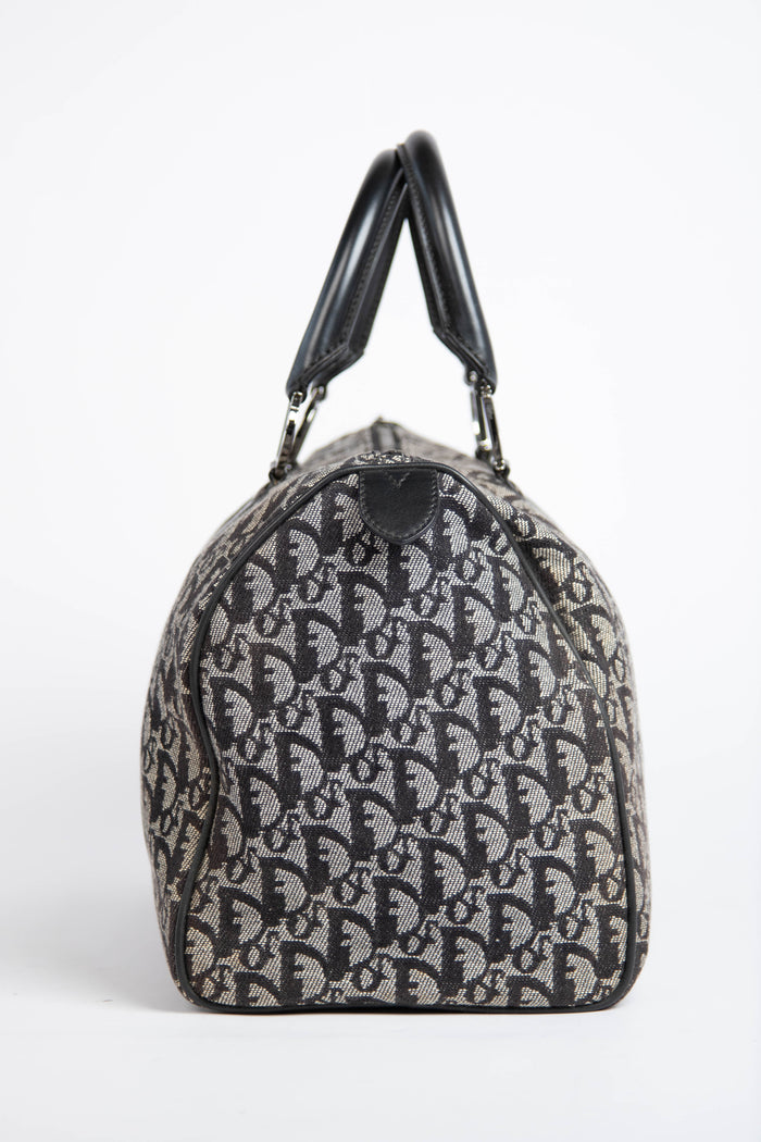 2000s Christian Dior Black Monogram Canvas  Boston Bag