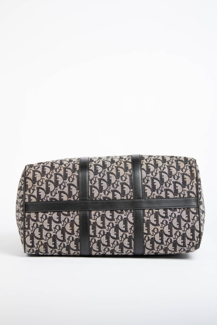 2000s Christian Dior Black Monogram Canvas  Boston Bag