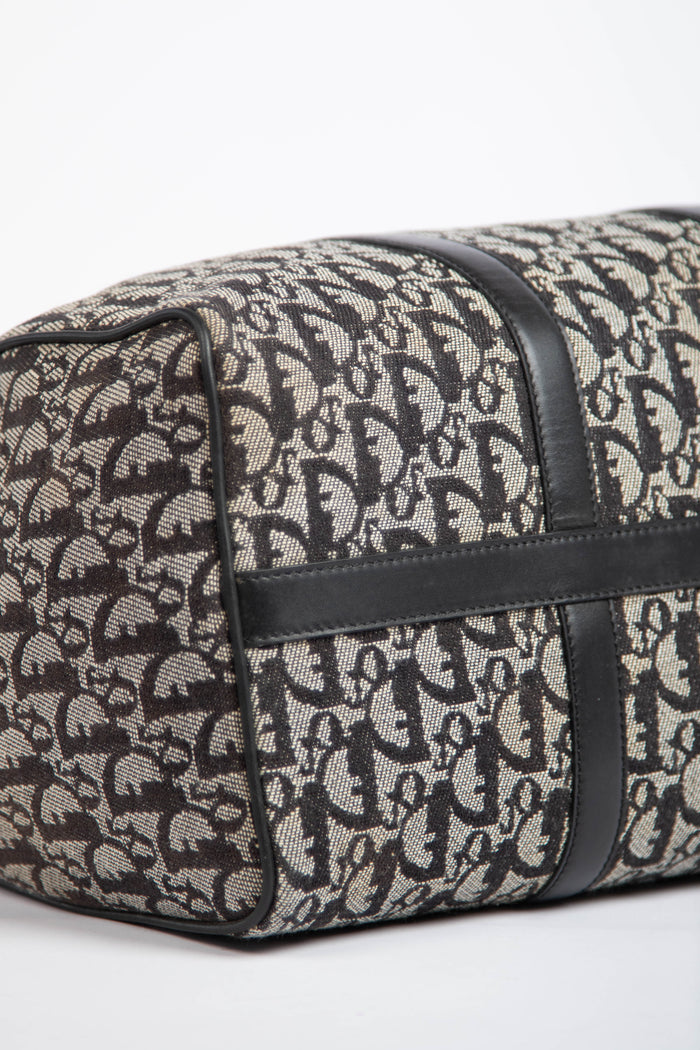 2000s Christian Dior Black Monogram Canvas  Boston Bag