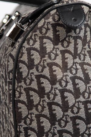 2000s Christian Dior Black Monogram Canvas  Boston Bag