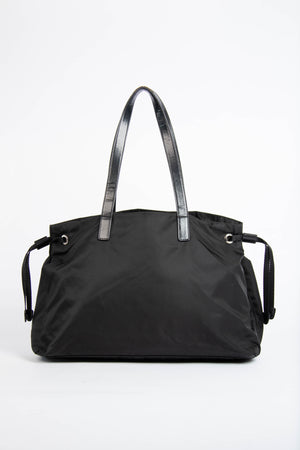 Prada Black Nylon Double Pocket Tote Bag