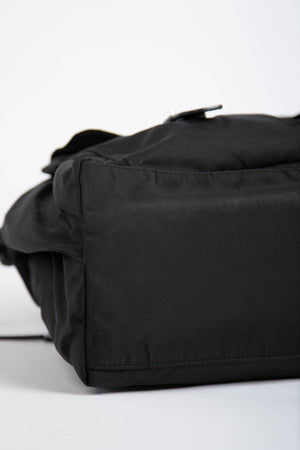 Prada Black Nylon Double Pocket Tote Bag