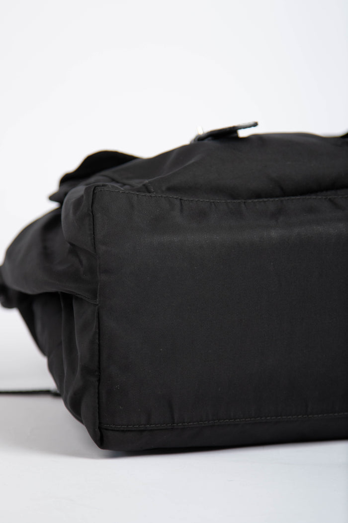 Prada Black Nylon Double Pocket Tote Bag