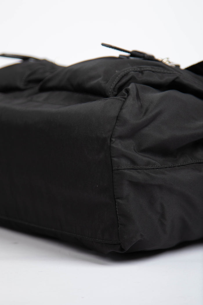 Prada Black Nylon Double Pocket Tote Bag