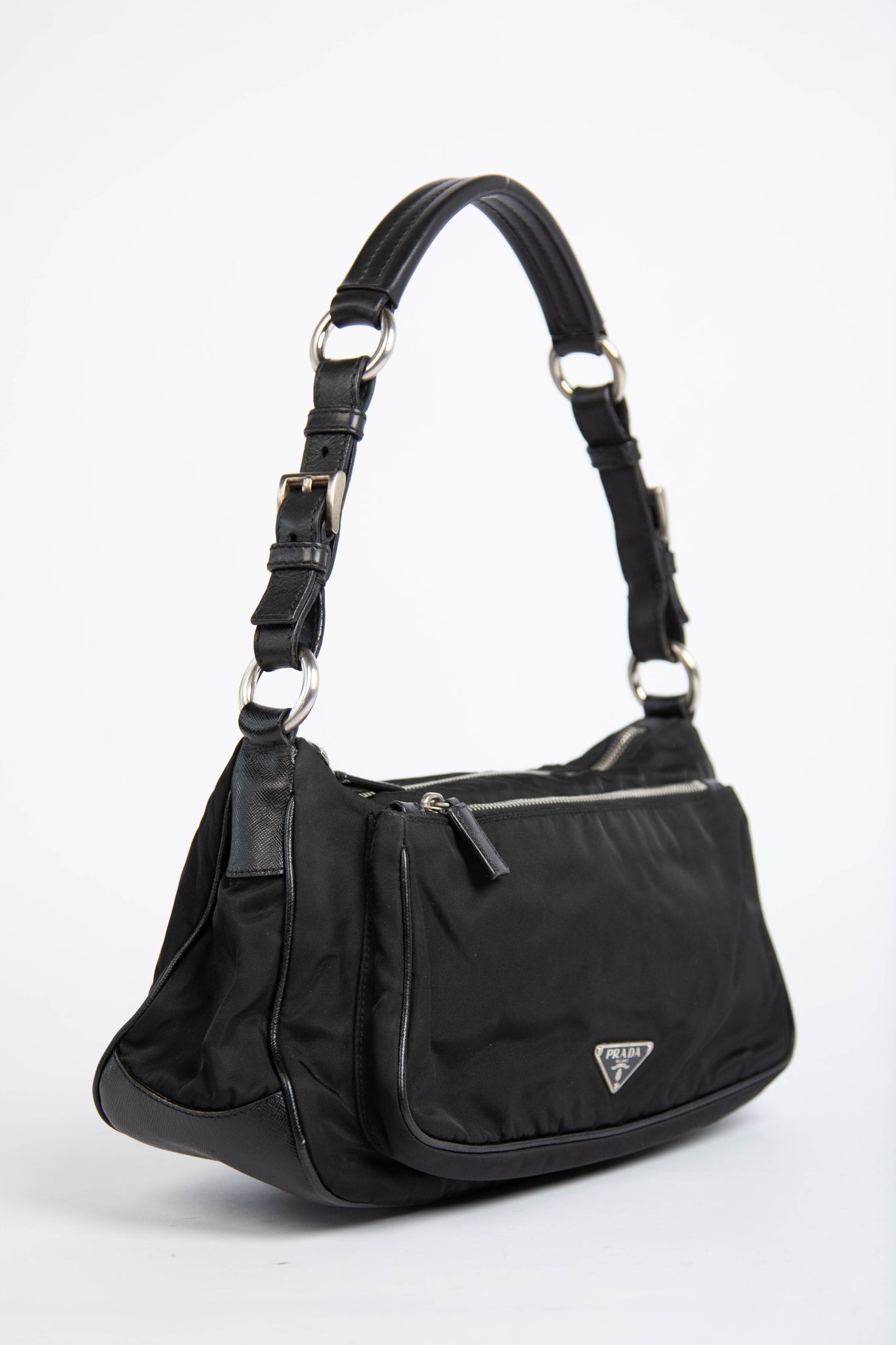Vintage Prada Black Nylon Shoulder Bag