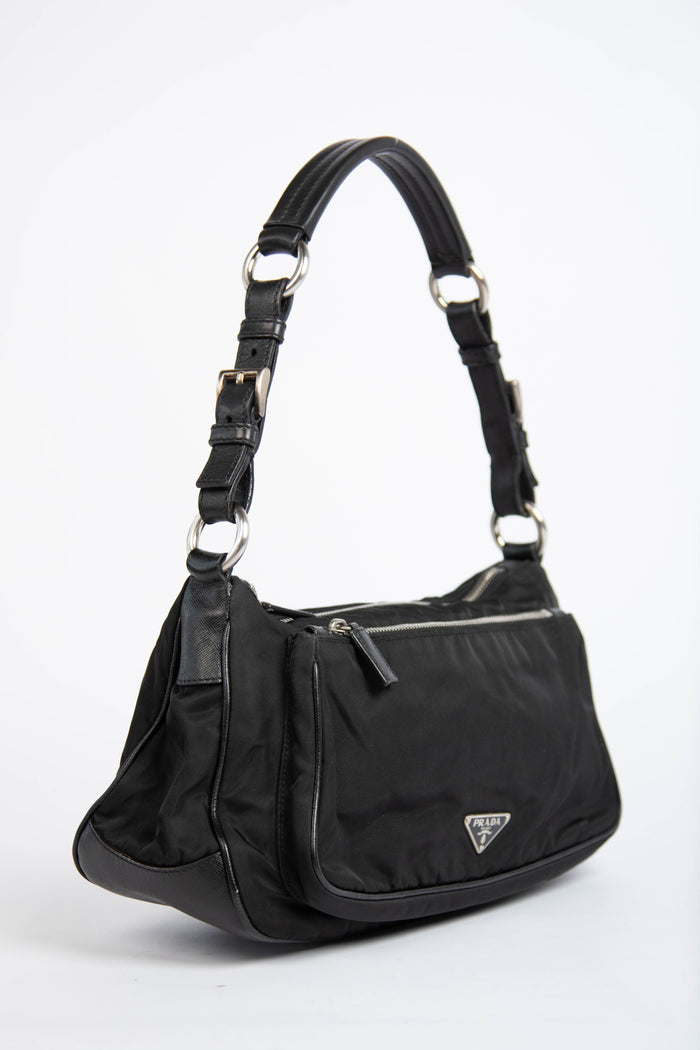 Vintage Prada Black Nylon Shoulder Bag
