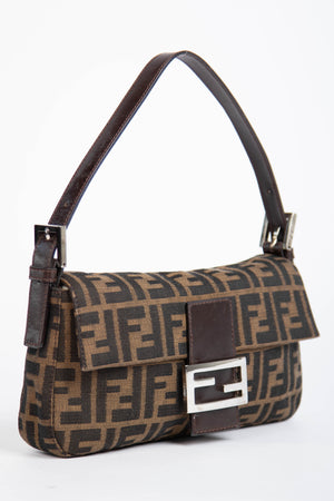 90s Fendi Zucca Baguette Monogram Shoulder Bag SHW