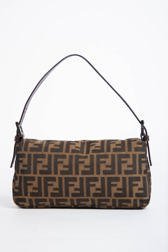 90s Fendi Zucca Baguette Monogram Shoulder Bag SHW