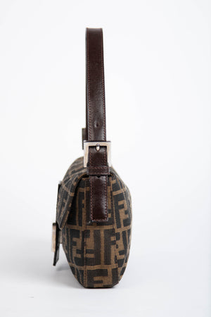 90s Fendi Zucca Baguette Monogram Shoulder Bag SHW