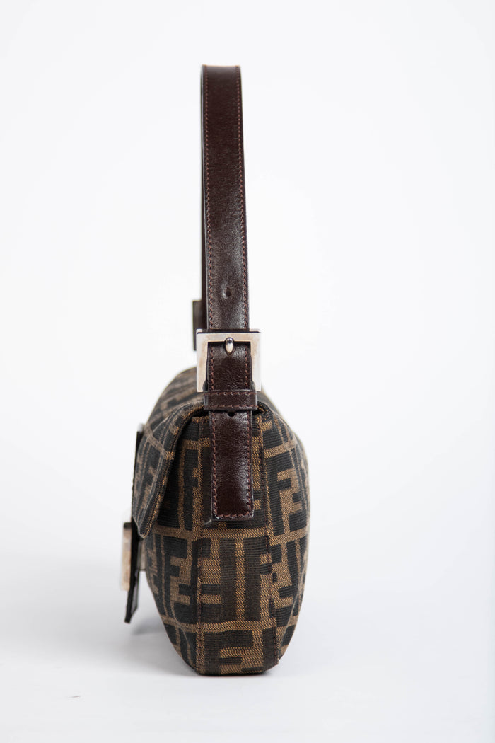 90s Fendi Zucca Baguette Monogram Shoulder Bag SHW
