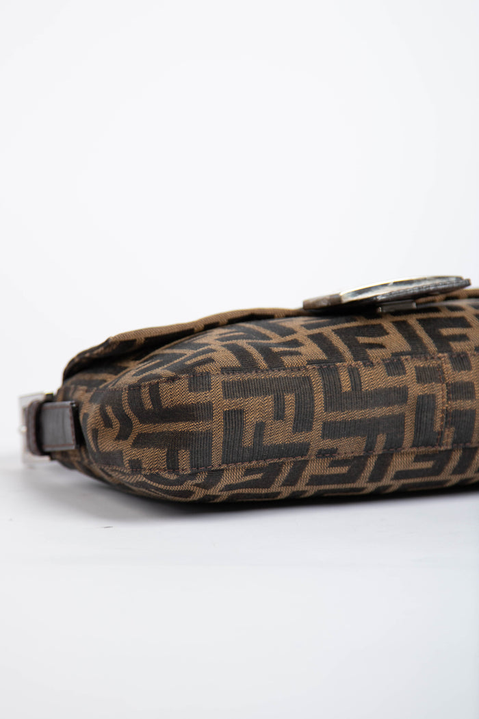 90s Fendi Zucca Baguette Monogram Shoulder Bag SHW
