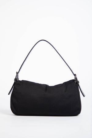 Vintage Fendi Black Neoprene Baguette Shoulder Bag