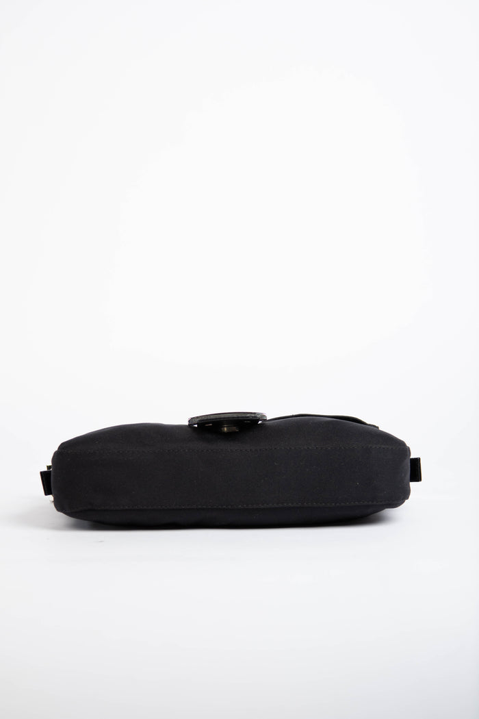 Vintage Fendi Black Neoprene Baguette Shoulder Bag