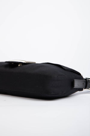 Vintage Fendi Black Neoprene Baguette Shoulder Bag