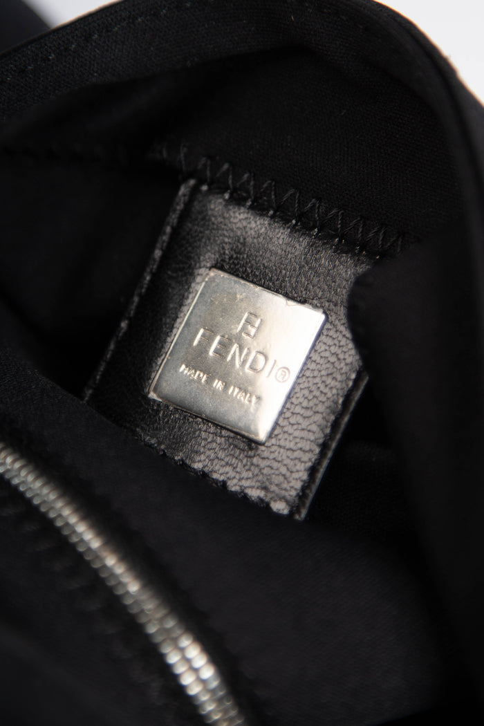 Vintage Fendi Black Neoprene Baguette Shoulder Bag