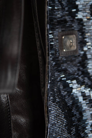 RARE Vintage Fendi Petrol Blue Beaded Baguette Shoulder Bag