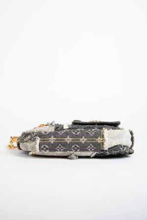 RARE 2000s Louis Vuitton Black Denim Patchwork Shoulder Bag