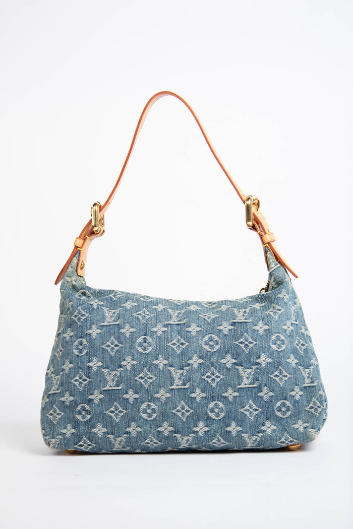 2000s Louis Vuitton Blue Denim Baggy PM Monogram Shoulder Bag