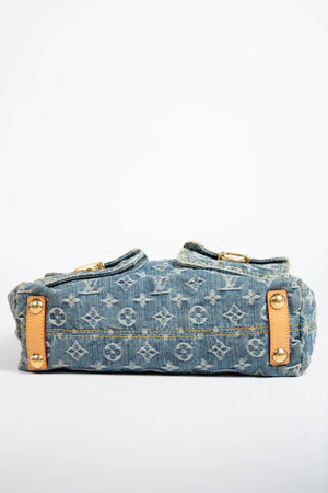 2000s Louis Vuitton Blue Denim Baggy PM Monogram Shoulder Bag
