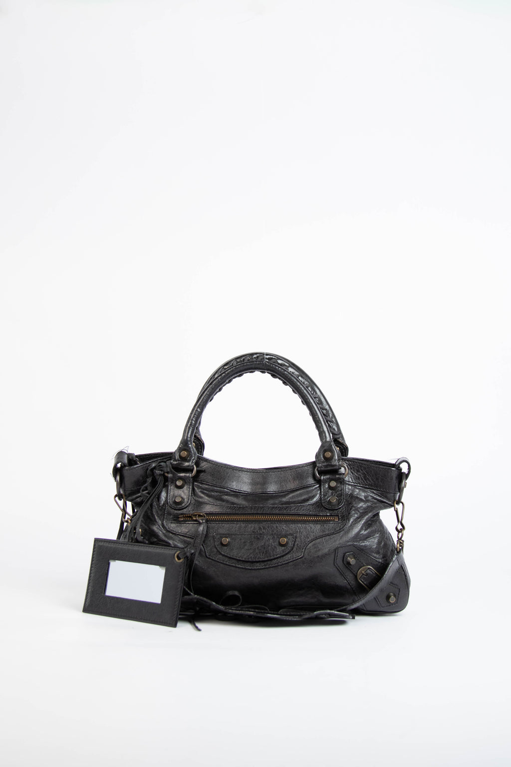 2000s Balenciaga Black Leather First City Shoulder Bag
