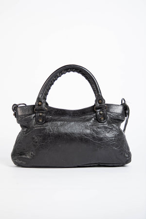 2000s Balenciaga Black Leather First City Shoulder Bag