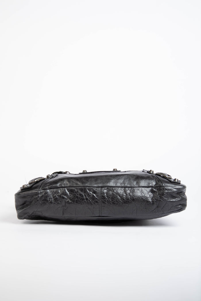 2000s Balenciaga Black Leather First City Shoulder Bag