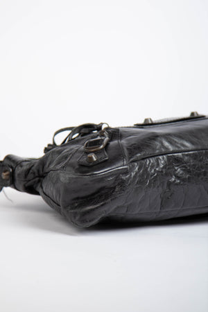 2000s Balenciaga Black Leather First City Shoulder Bag