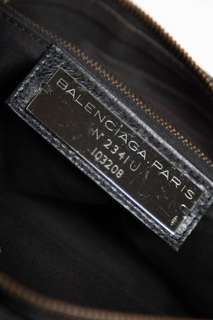 2000s Balenciaga Black Leather First City Shoulder Bag