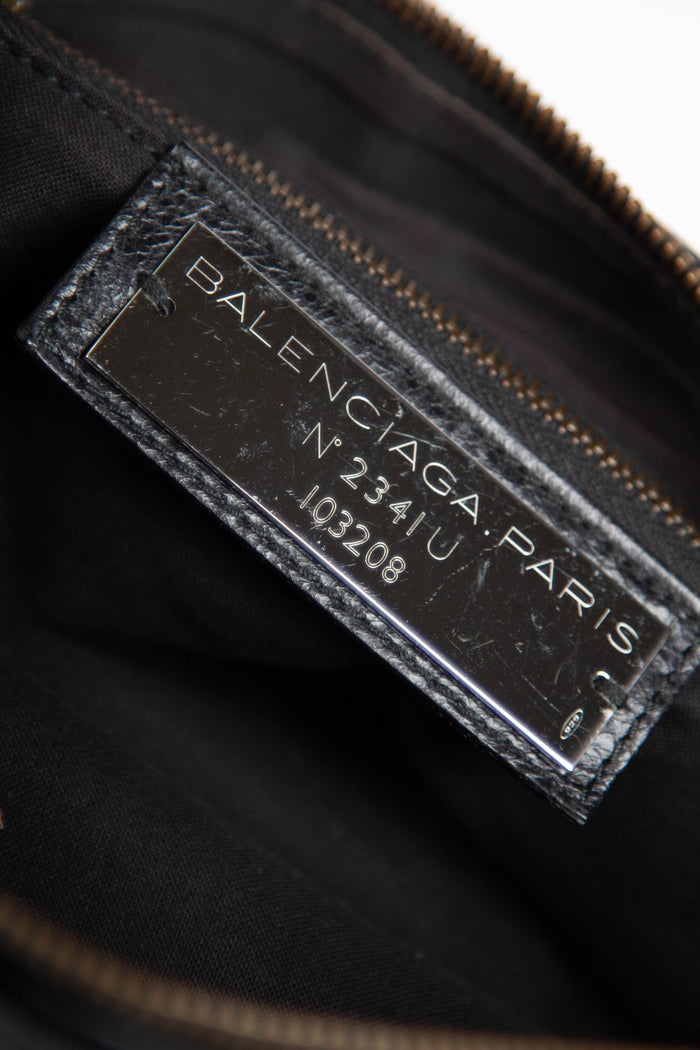 2000s Balenciaga Black Leather First City Shoulder Bag