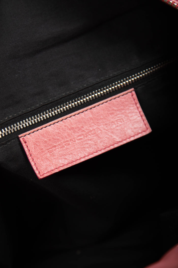 2000s Balenciaga Pink Leather Midday Bag with Giant Silver Hardware