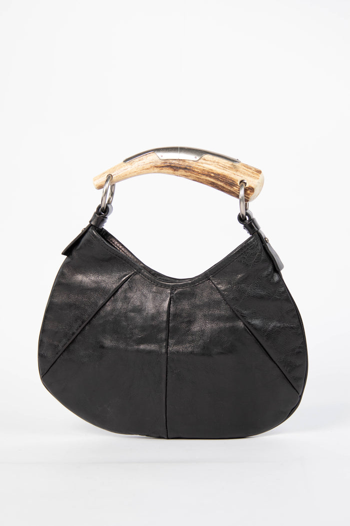 RARE Yves Saint Laurent Black Leather Mini Mombasa Top Handle Bag