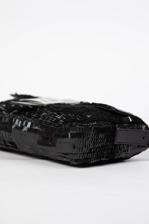 RARE Vintage Fendi Black Sequin Baguette Shoulder Bag