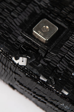 RARE Vintage Fendi Black Sequin Baguette Shoulder Bag