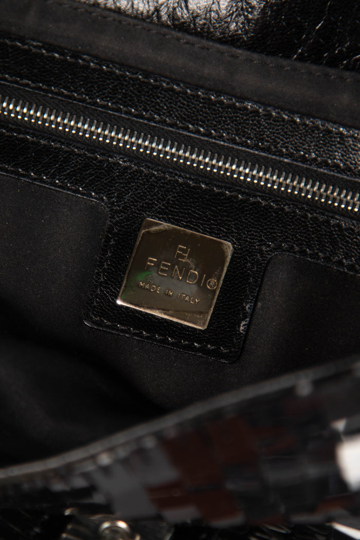 RARE Vintage Fendi Black Sequin Baguette Shoulder Bag