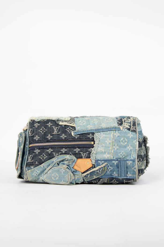 RARE 2000s Louis Vuitton Denim Patchwork Speedy 30 Bag