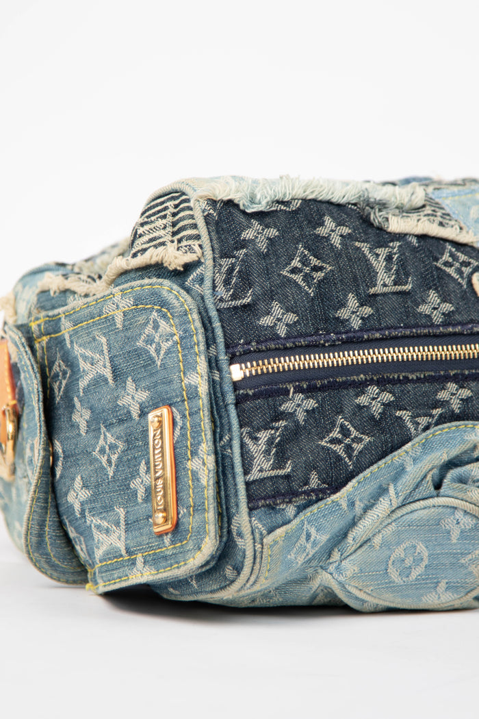 RARE 2000s Louis Vuitton Denim Patchwork Speedy 30 Bag