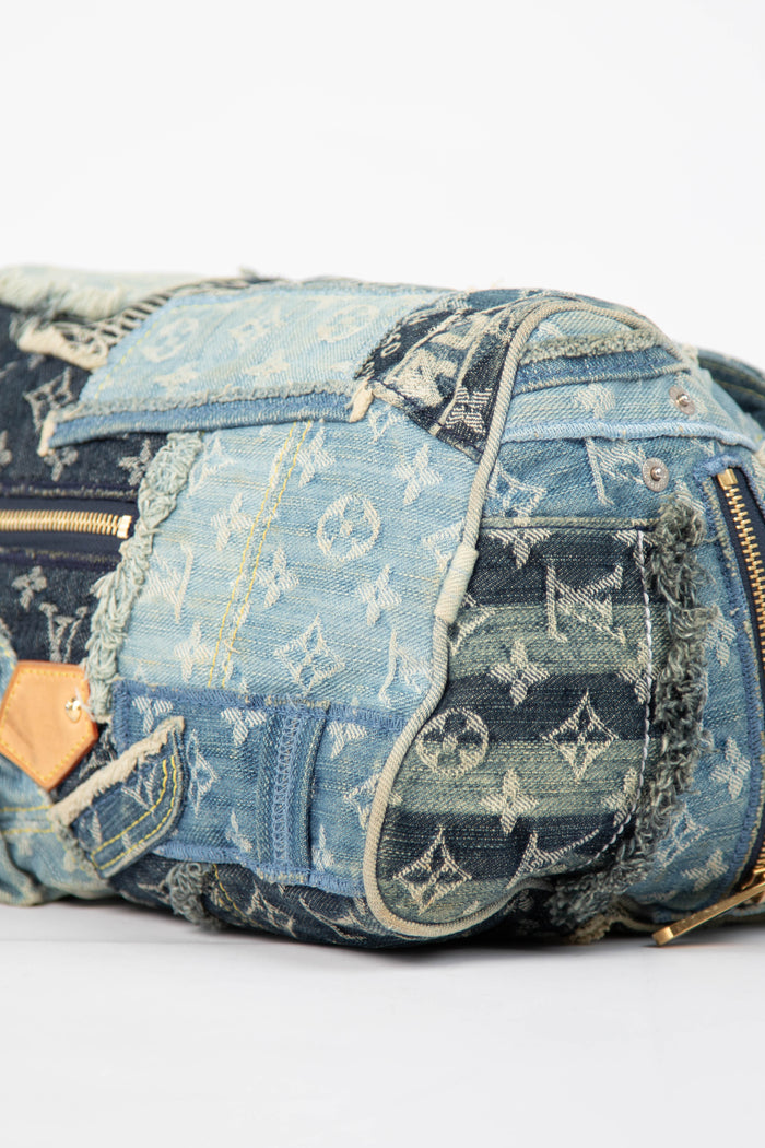 RARE 2000s Louis Vuitton Denim Patchwork Speedy 30 Bag