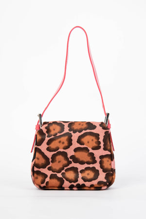 Vintage Fendi Pink Leopard Print Pony Hair Mini Mamma Shoulder Bag