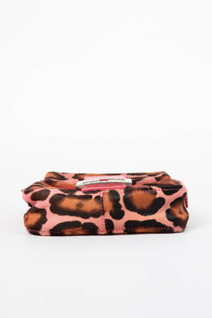 Vintage Fendi Pink Leopard Print Pony Hair Mini Mamma Shoulder Bag