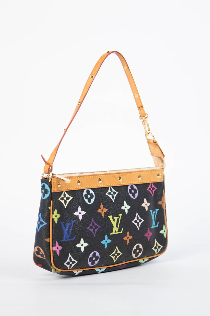 Vintage Louis Vuitton x Takashi Murakami Black Multicolour Pochette Accessoires