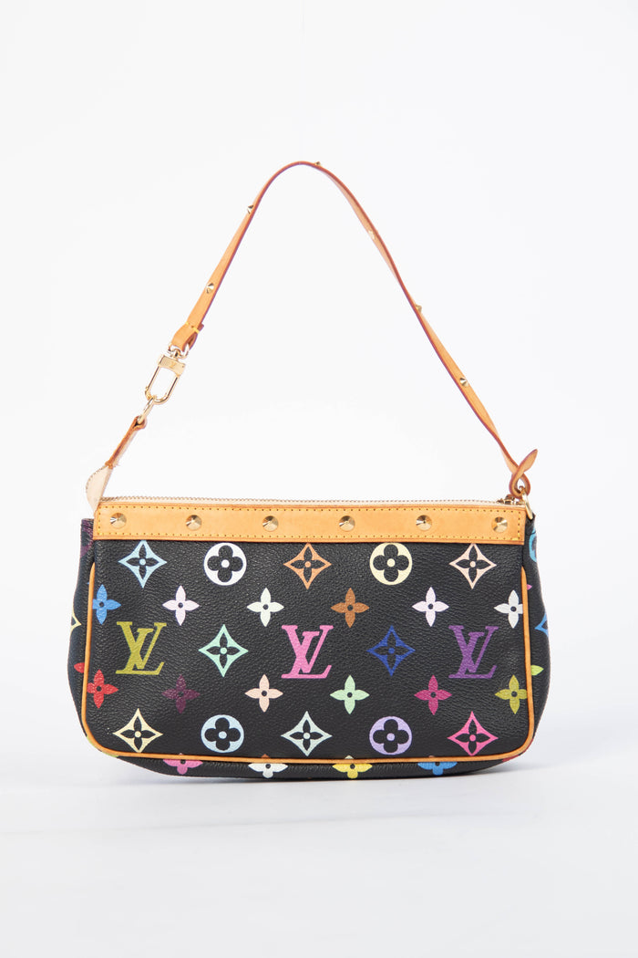 Vintage Louis Vuitton x Takashi Murakami Black Multicolour Pochette Accessoires