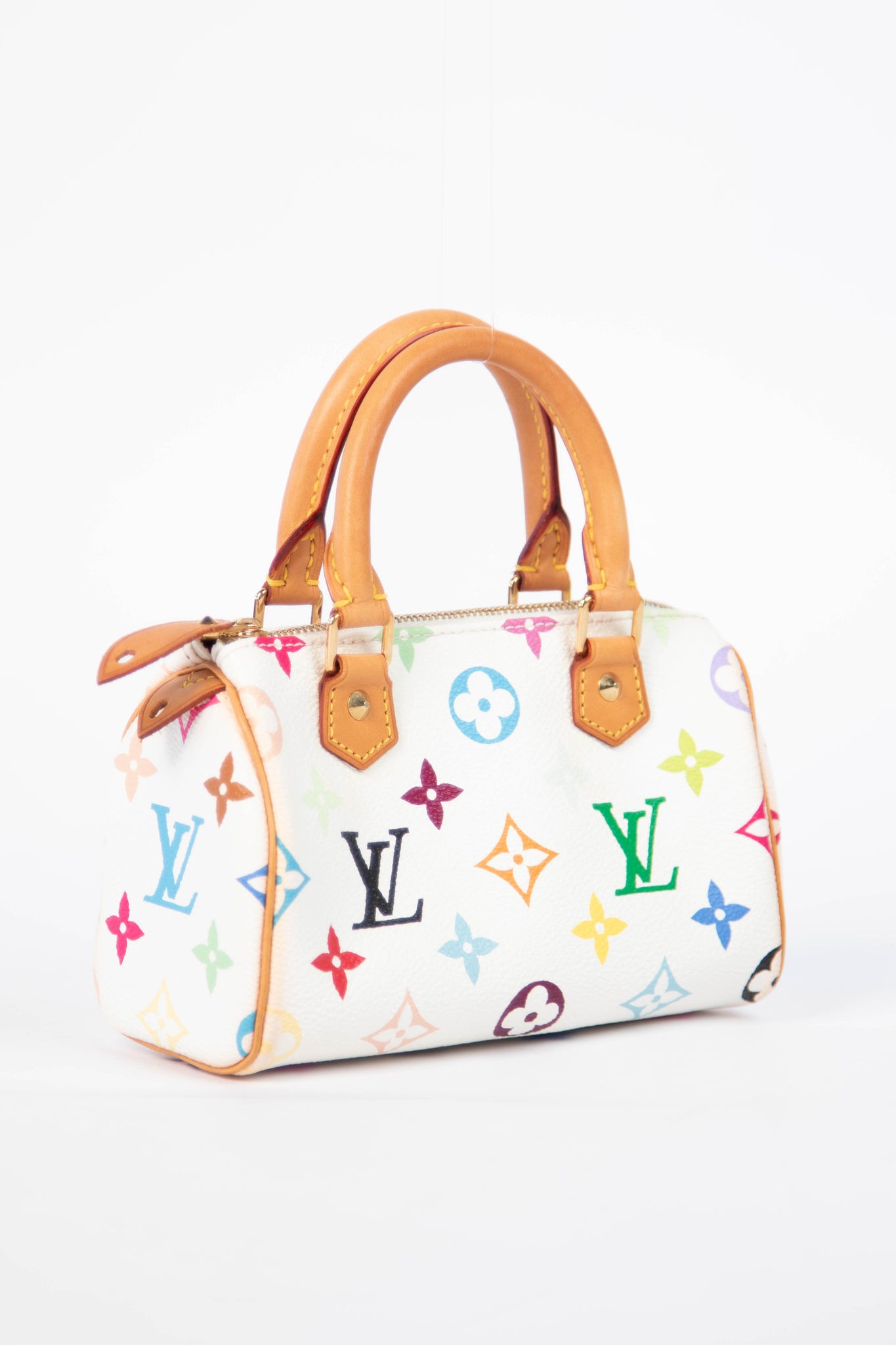 2000s Louis Vuitton x Takashi Murakami White Multicolour Nano Speedy