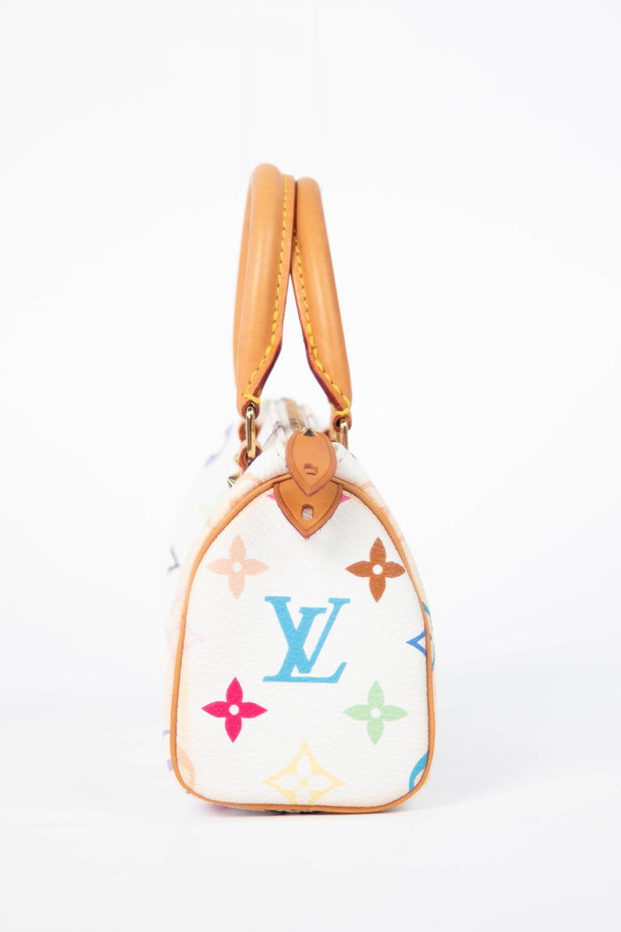 2000s Louis Vuitton x Takashi Murakami White Multicolour Nano Speedy