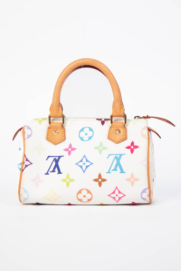 2000s Louis Vuitton x Takashi Murakami White Multicolour Nano Speedy