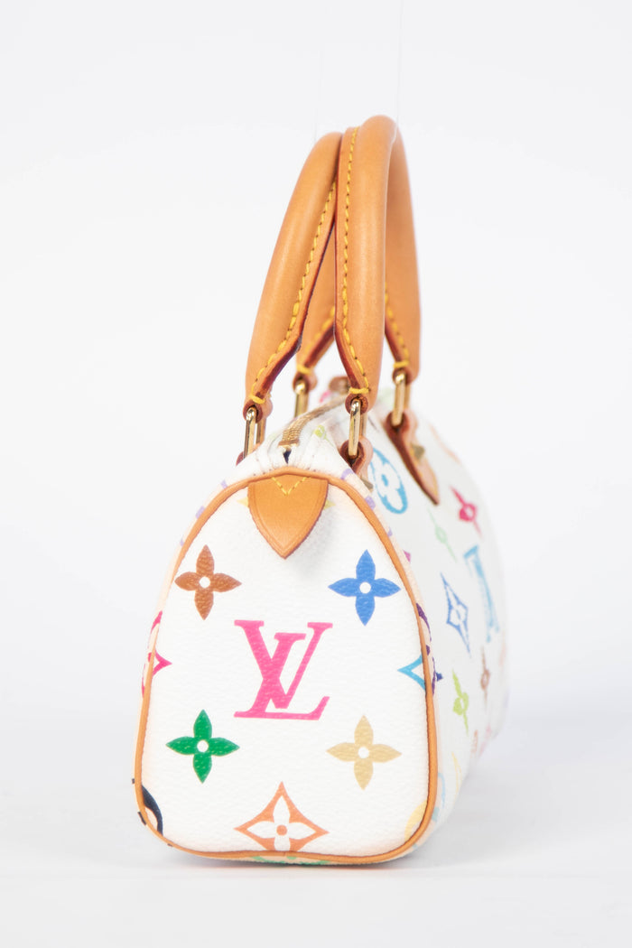 2000s Louis Vuitton x Takashi Murakami White Multicolour Nano Speedy