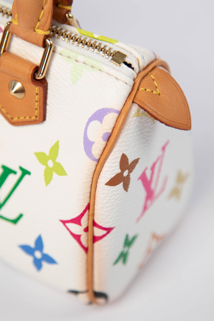 2000s Louis Vuitton x Takashi Murakami White Multicolour Nano Speedy