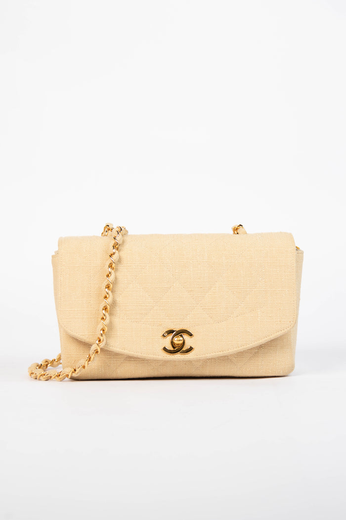 Vintage Chanel Beige Canvas Diana with 24k GHW