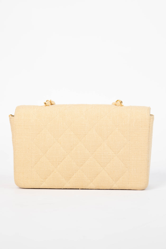 Vintage Chanel Beige Canvas Diana with 24k GHW