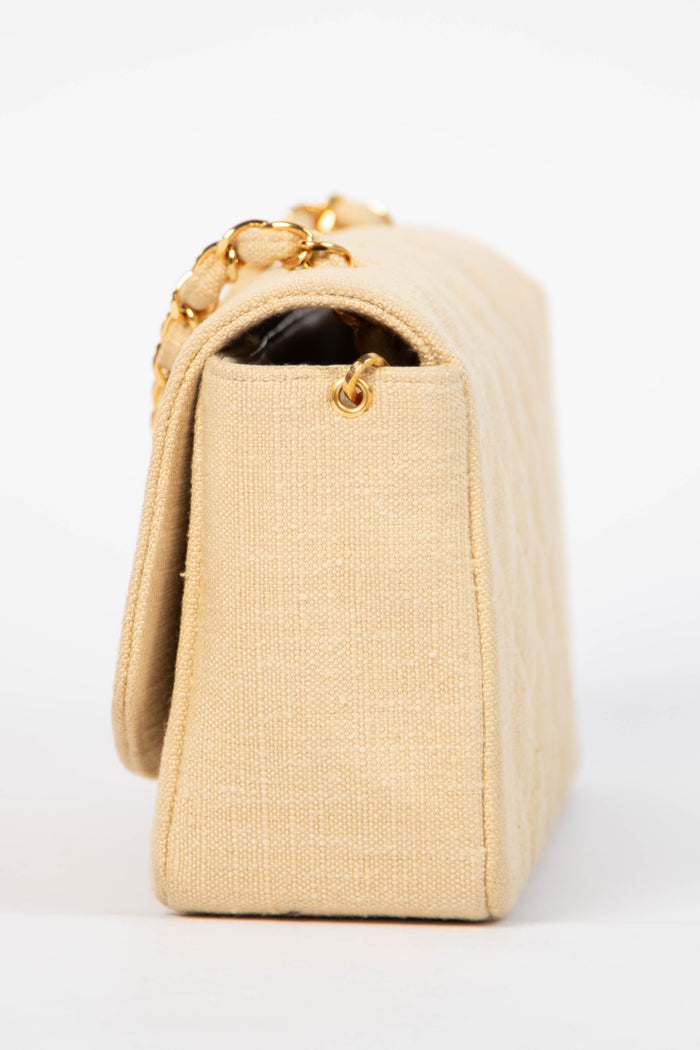 Vintage Chanel Beige Canvas Diana with 24k GHW