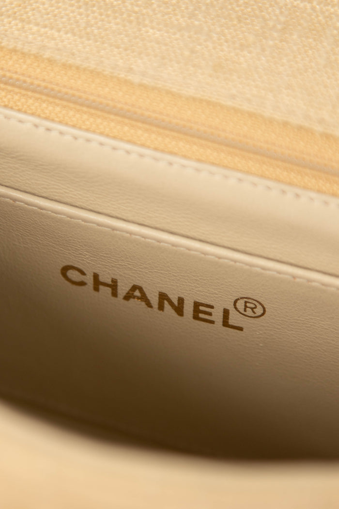 Vintage Chanel Beige Canvas Diana with 24k GHW